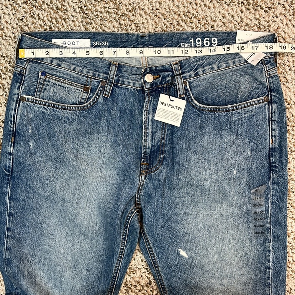 GAP 1969 BOOT CUT JEANS  DESTRUCTED Men’s 36x30 NWT - Picture 11 of 15